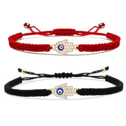 Red String Zinc Alloy Hamsa Hand Evil Eye Charm Bracelet Women 2024 New Fashion Fatima Black Cord Adjustable Jewelry Present