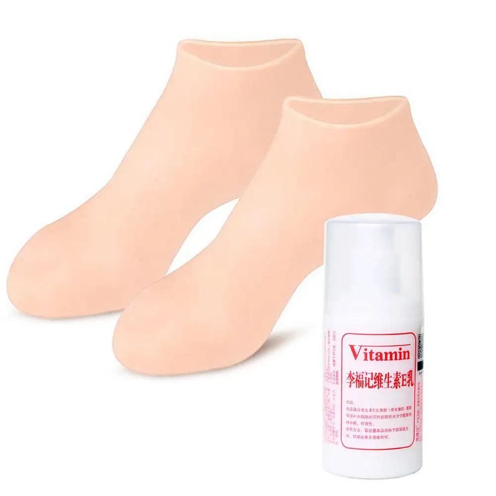 Chaussettes de soin des pieds en silicone, chaussettes vitaminées hydratantes, anti-Contation, fréquence de gratitude, suppression de la peau fissurée, gel de pédicure E, R1F1