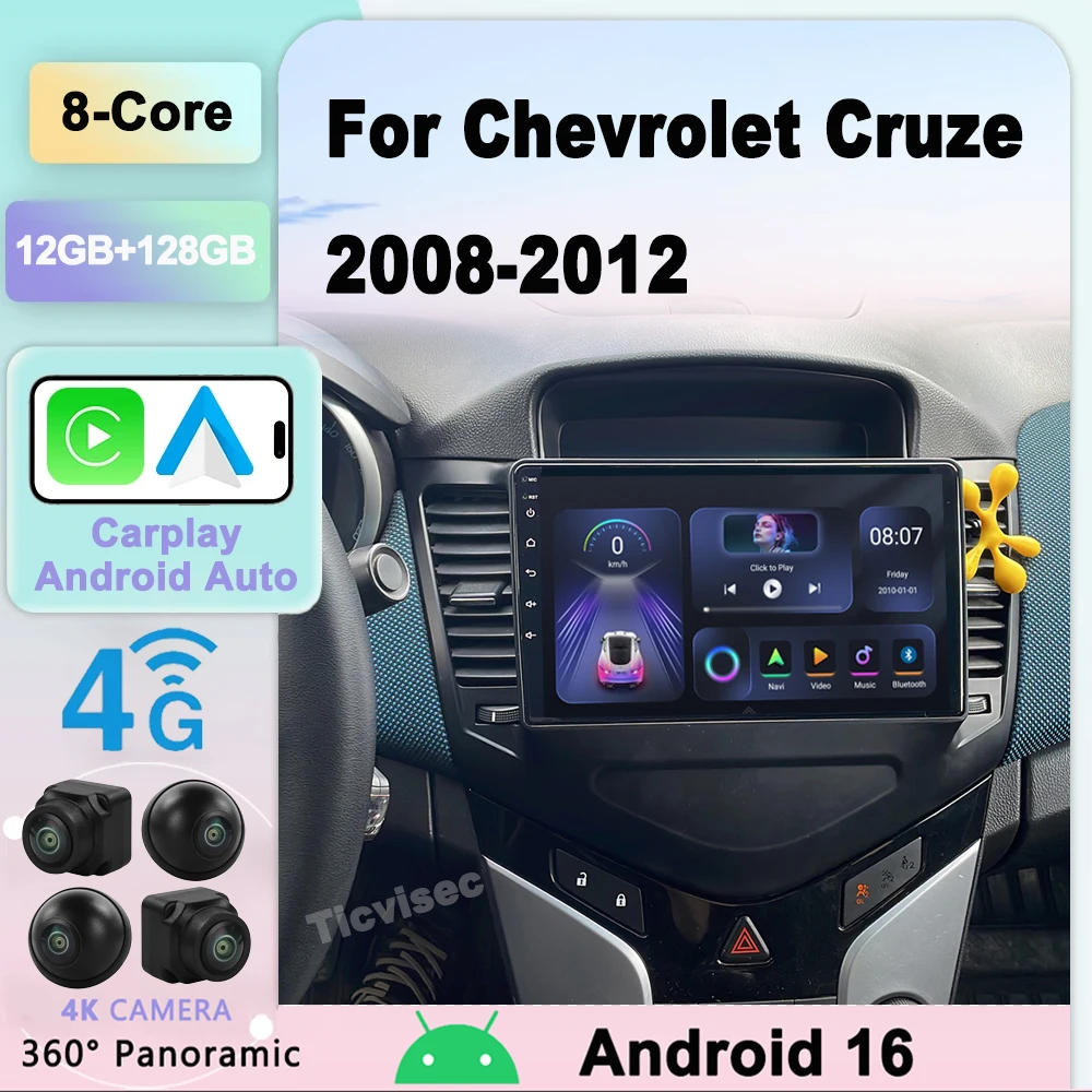 

9" Android 16 Car Radio For Chevrolet Cruze J300 2008 - 2014 Multimedia Player Navigation GPS 2 din Carplay DVD Head Unit