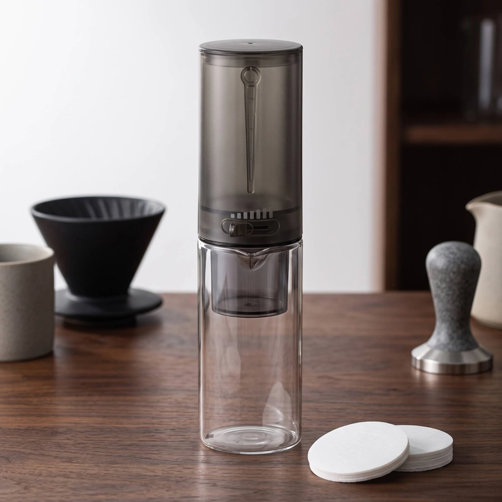 Ice Pour-over Coffee Maker Adjustable Cold Brew Coffee Maker with Glass Chamber Slow Extraction Transparent for Baristas