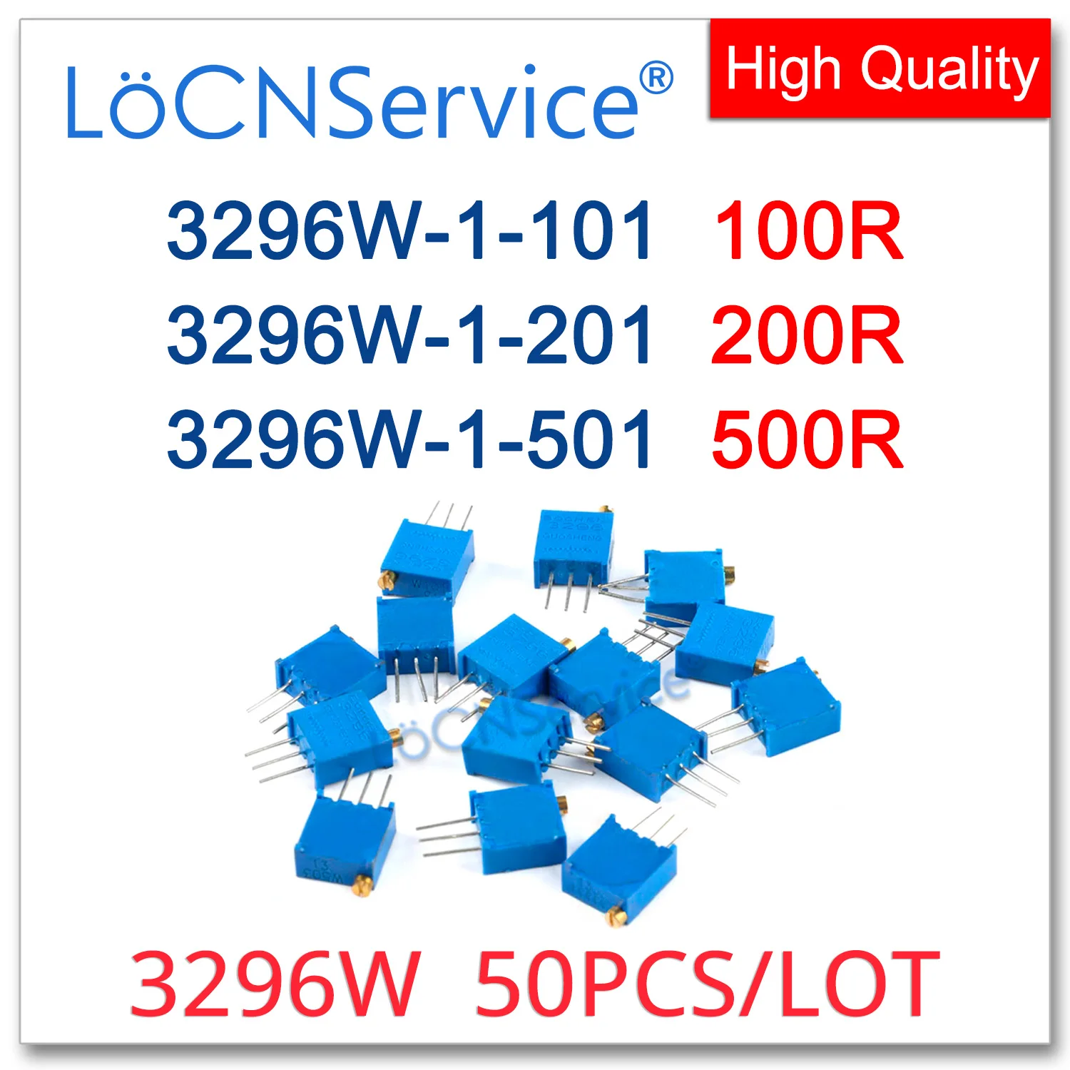 3296W 50PCS 100R 200R 500R Potenziometro di taglio Made in China Alta qualità 3296W-1-101 3296W-1-201 3296W-1-501 101 201 501
