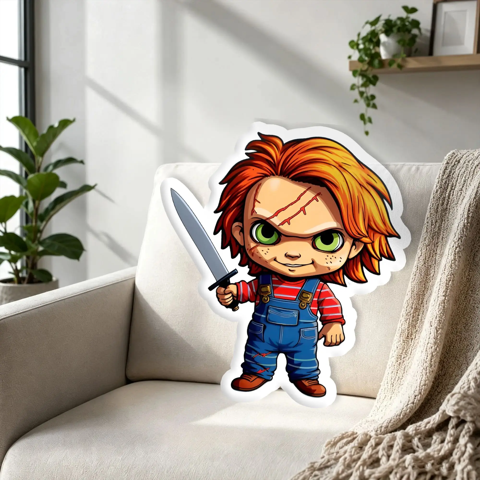Customized Super Funny B-Brides of Chuckys Throw Pillows Soft Killer Doll Plush Cushion Pillow for Bed Sofa Decoration Home