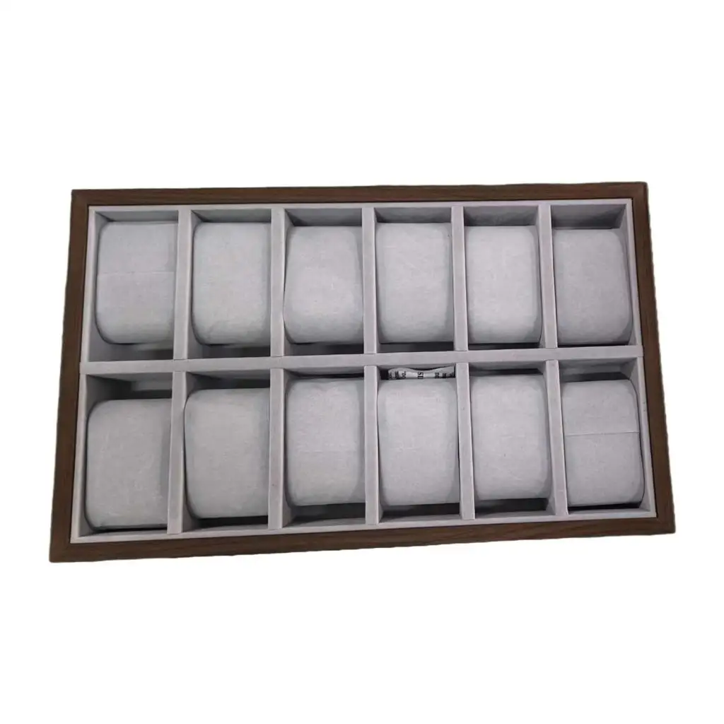 

Watch Display Box, Watch Storage Display Tray, Wooden Case for 12 Slots Watch, with Detachable Soft Pillow