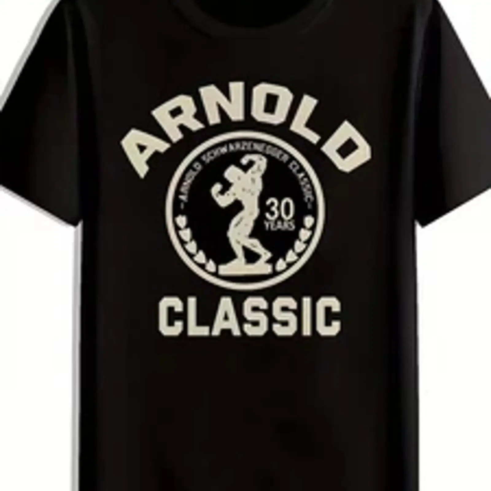 Men's Vintage Arnold Strongest Competition Print T Shirt Retro Bodybuilder vintage Washed Stretched Top For Everyday Wear