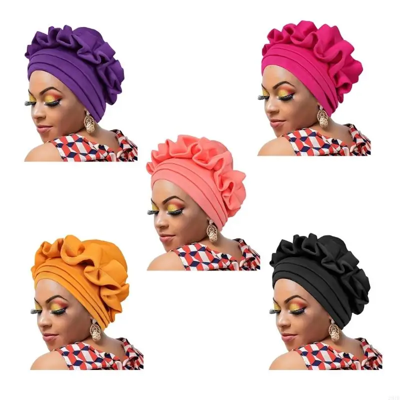 

2025 New African Turban Knot Pre Tied Bonnet Caps Headwrap Chemo Headwear