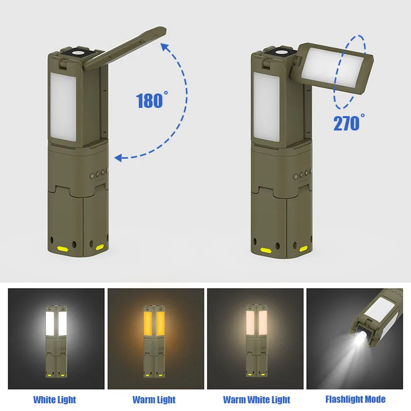 VOLODYMYR 14000mAh Rechargeable Outdoor Tent Lamp 6000 LM Super Bright Magnetic Rotatable Telescopic LED RV Camping Lantern