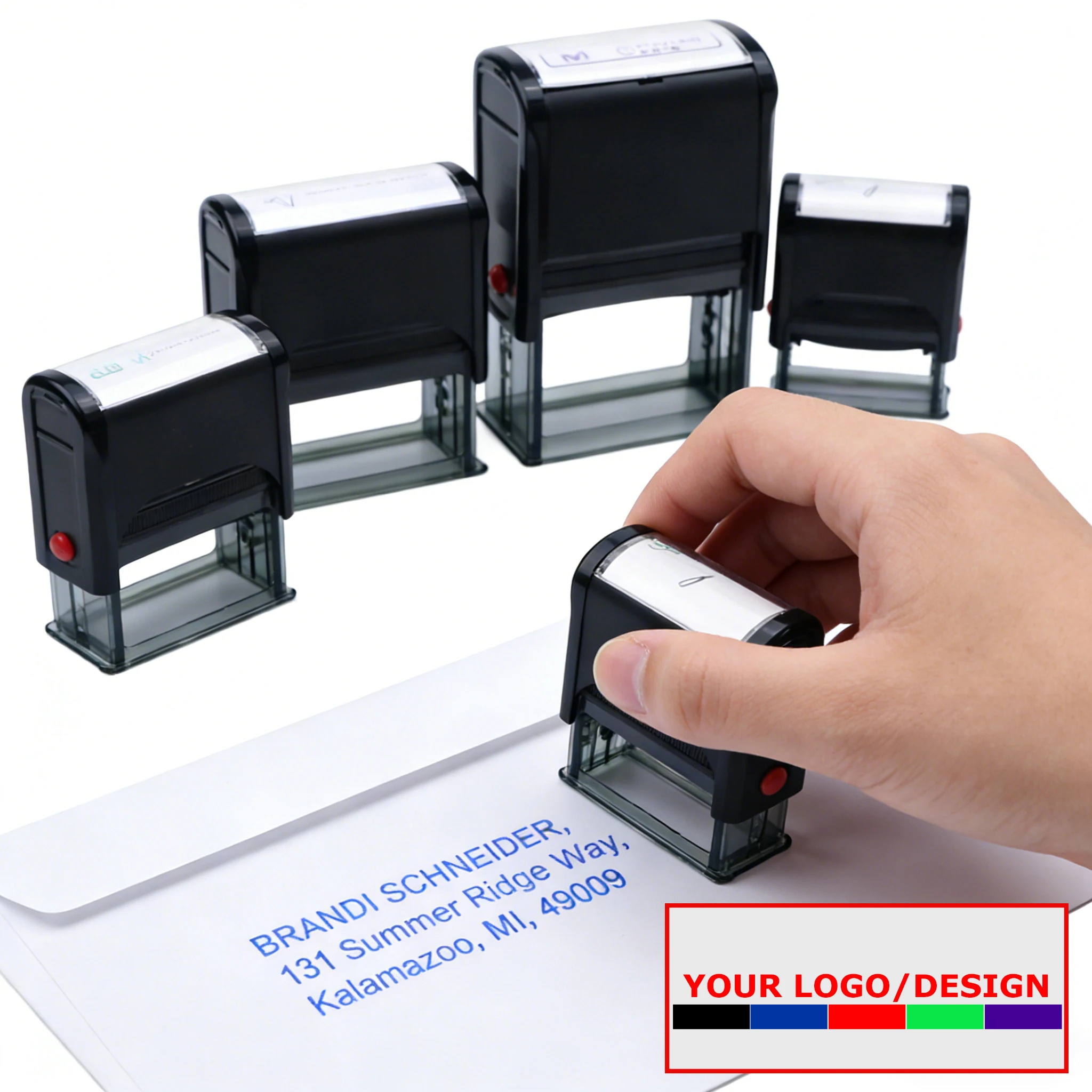 

Custom Self-Inking Stamp Custom Address Hand Writting Name Press-Type Stamps Personalized Logo Design for Business Office File