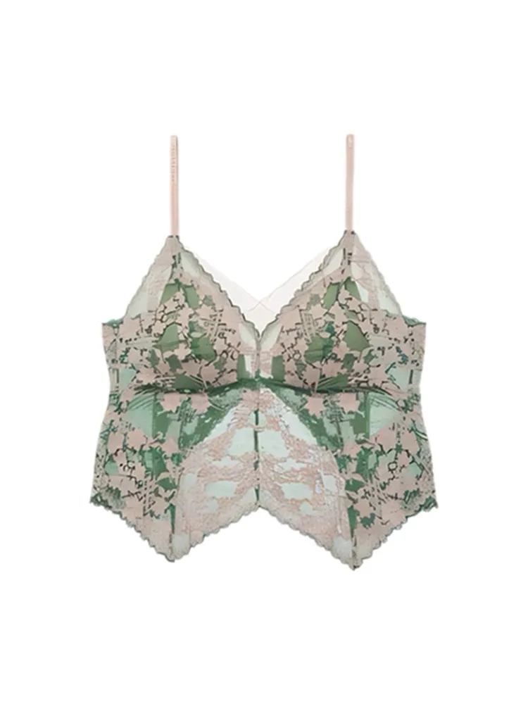 Bra Halter Renda Bordir Prancis Wanita, Bralette Tipis Seksi Musim Panas, Bandeau Cup Kecil Bebas Kerut, Penutup Bra Atasan Tanpa Punggung Modis