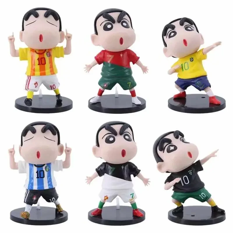 

Q version 6 Football Crayon Shin-chan Q version game peripherals statue ornaments anime figure model For Children's Gifts