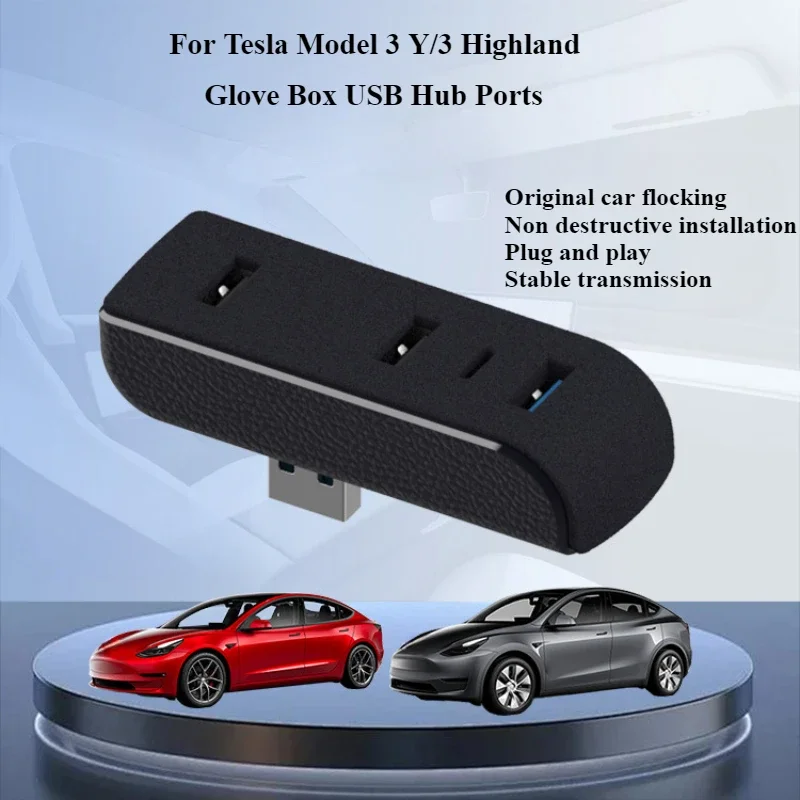 

Docking Station For Tesla Model 3 Y Glove Box USB Hub Expansion Dock Fast Charging Upgrade Data Transfer Adapter Car Accessories