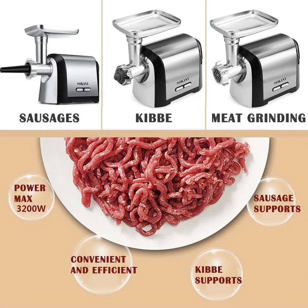 Electric Meat Grinder,Versatile Stainless Steel Heavy Duty Meat Mincer Sausage Stuffer Machine, for Home and Professional Use