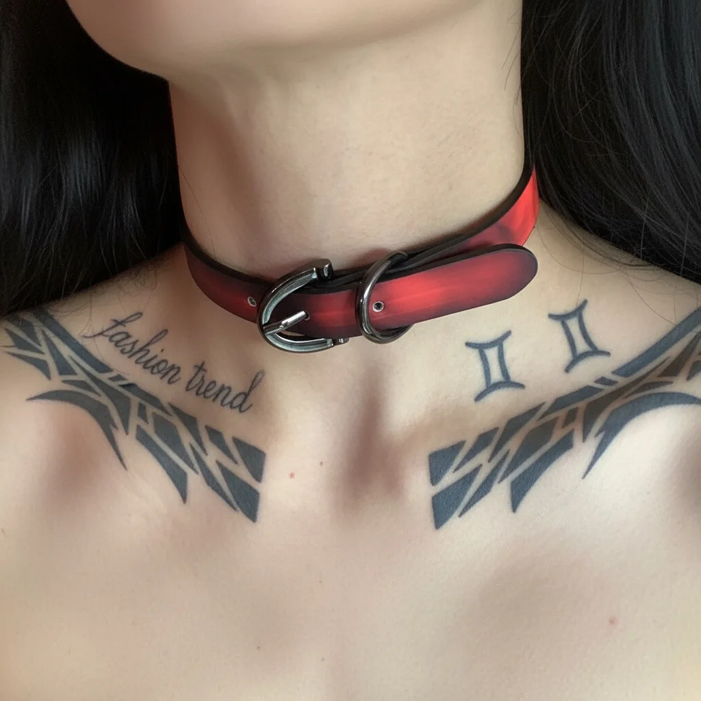 Millennial Spice Girls Hip-Hop Punk Luxury Fashion Color-Changing Design Leather Material Stainless Steel Necklace Choker