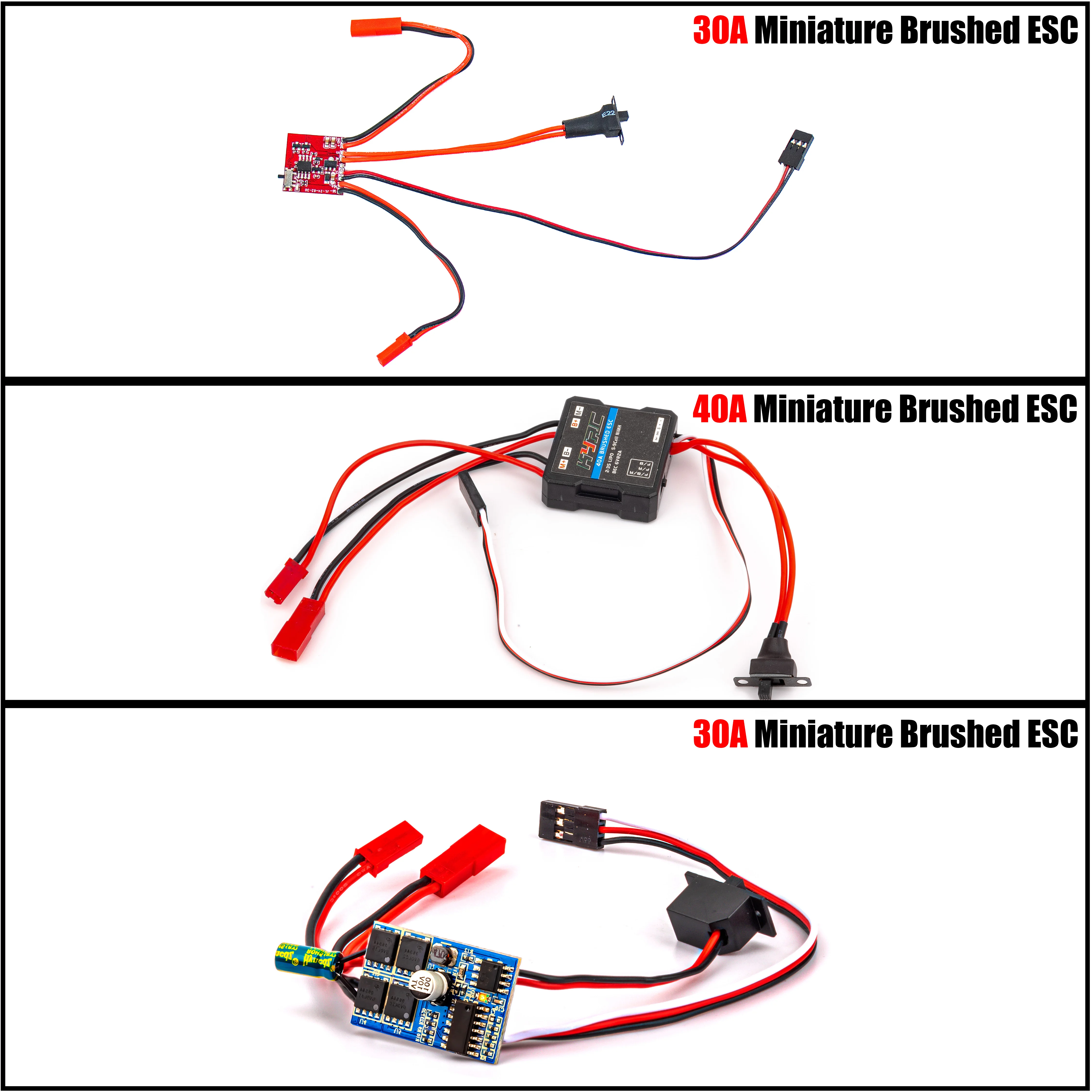 30A 40A Brushed ESC RC Motor Micro ESC for Mini 1/16 1/18 1/24 RC Car Boat Tank w/Brake