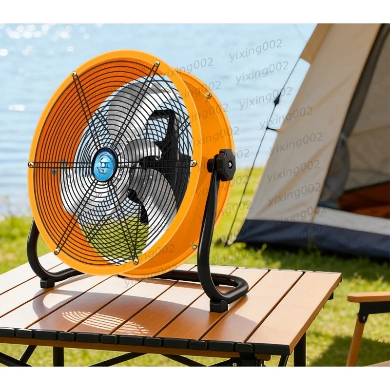 Portable Rechargeable Floor Fan, Long Battery Life High Wind Fan for Camping Fishing Street Stall Outdoor Use