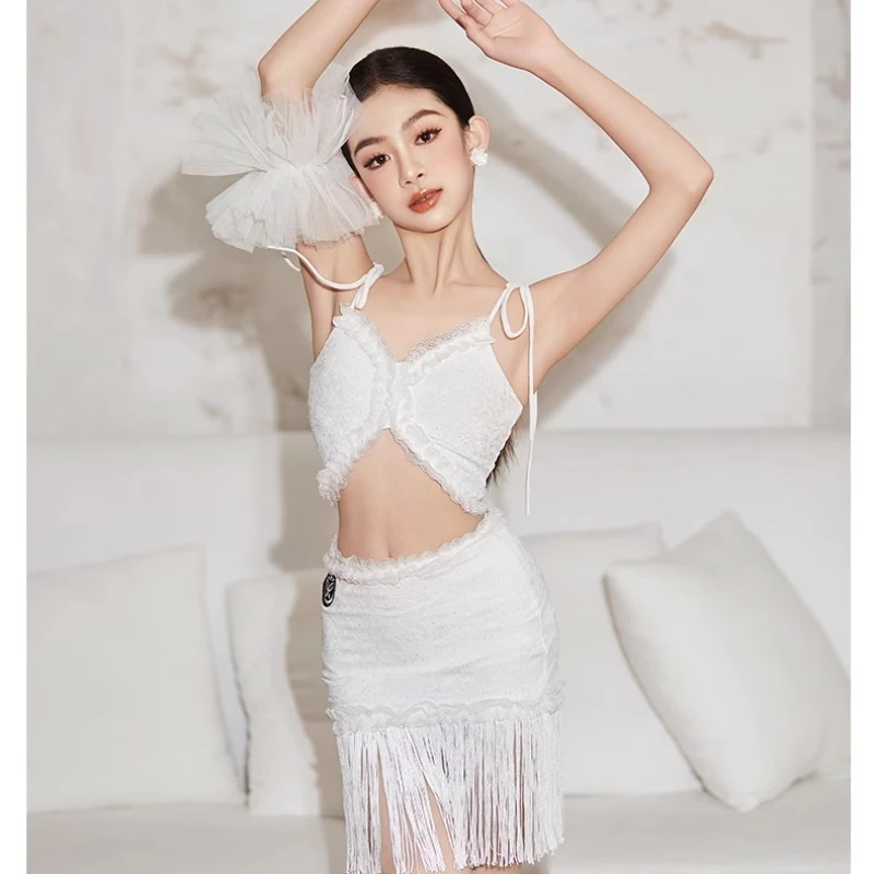 

Детские сценические костюмы: брючный костюм для латиноамериканских танцев, бальные костюмы, платье с бахромой и кисточками больших размеров, брюки для девочек для сальсы и самбы