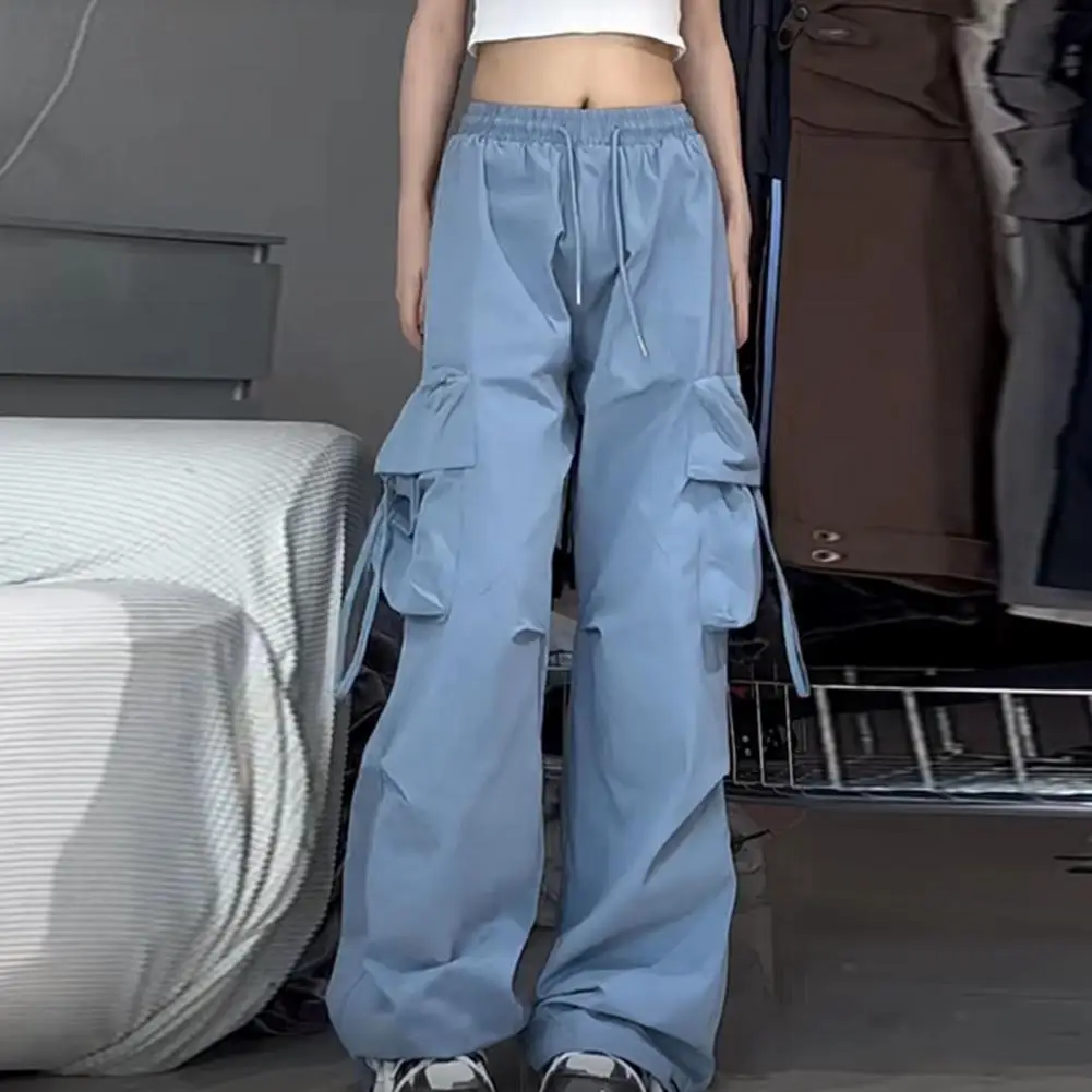 

Брюки-карго в стиле хип-хоп 2025 года, женские широкие брюки с большими карманами, повседневные брюки, свободные удобные брюки с высокой талией, уличная одежда