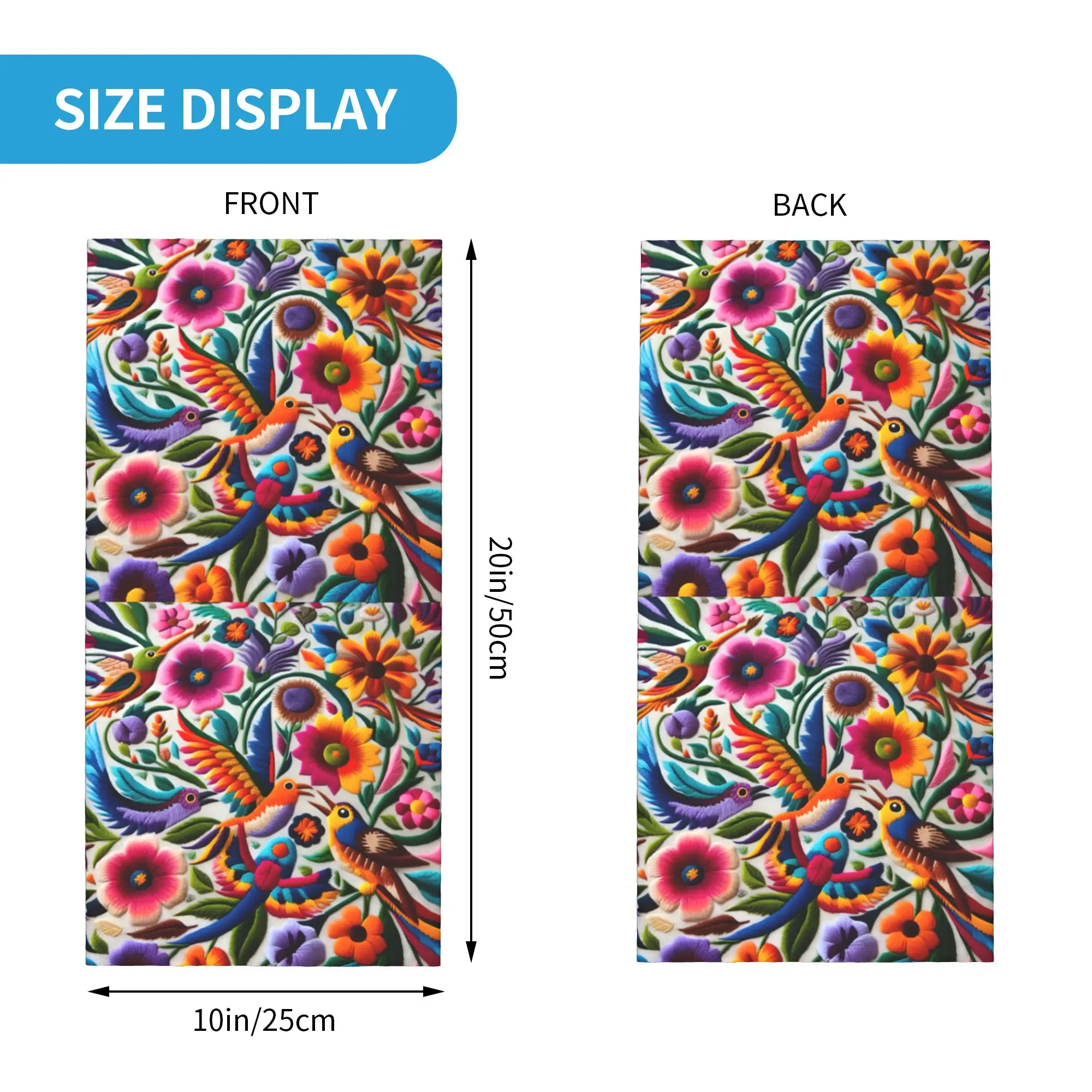 Mexican Otomi Art Birds Flowers Bandana Winter Neck Warmer Men Windproof Wrap Face Scarf for Hiking  Gaiter Headband