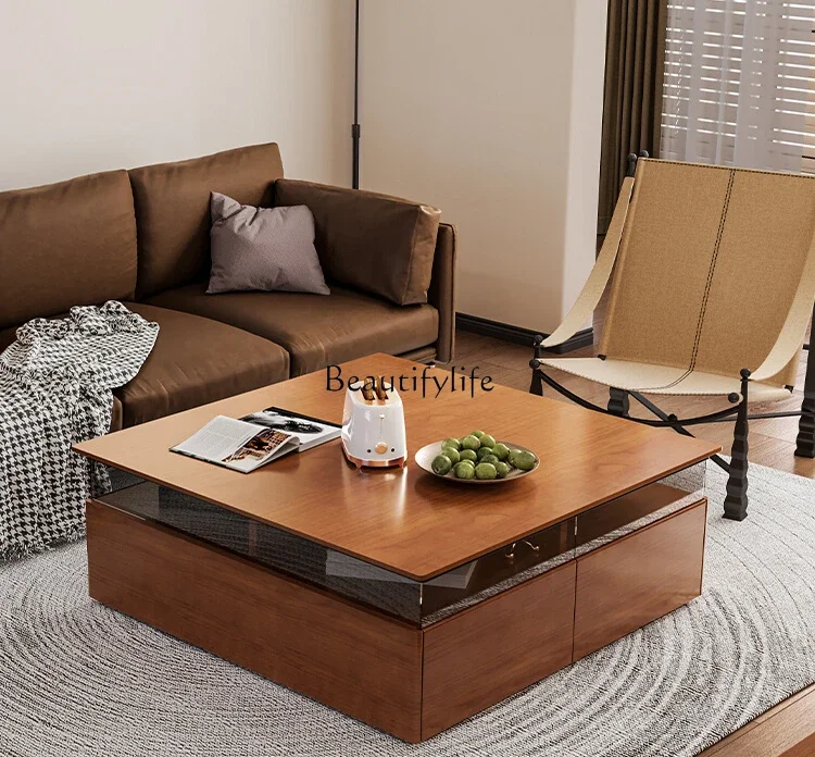 

French retro designer coffee table square small apartment home TV cabinet