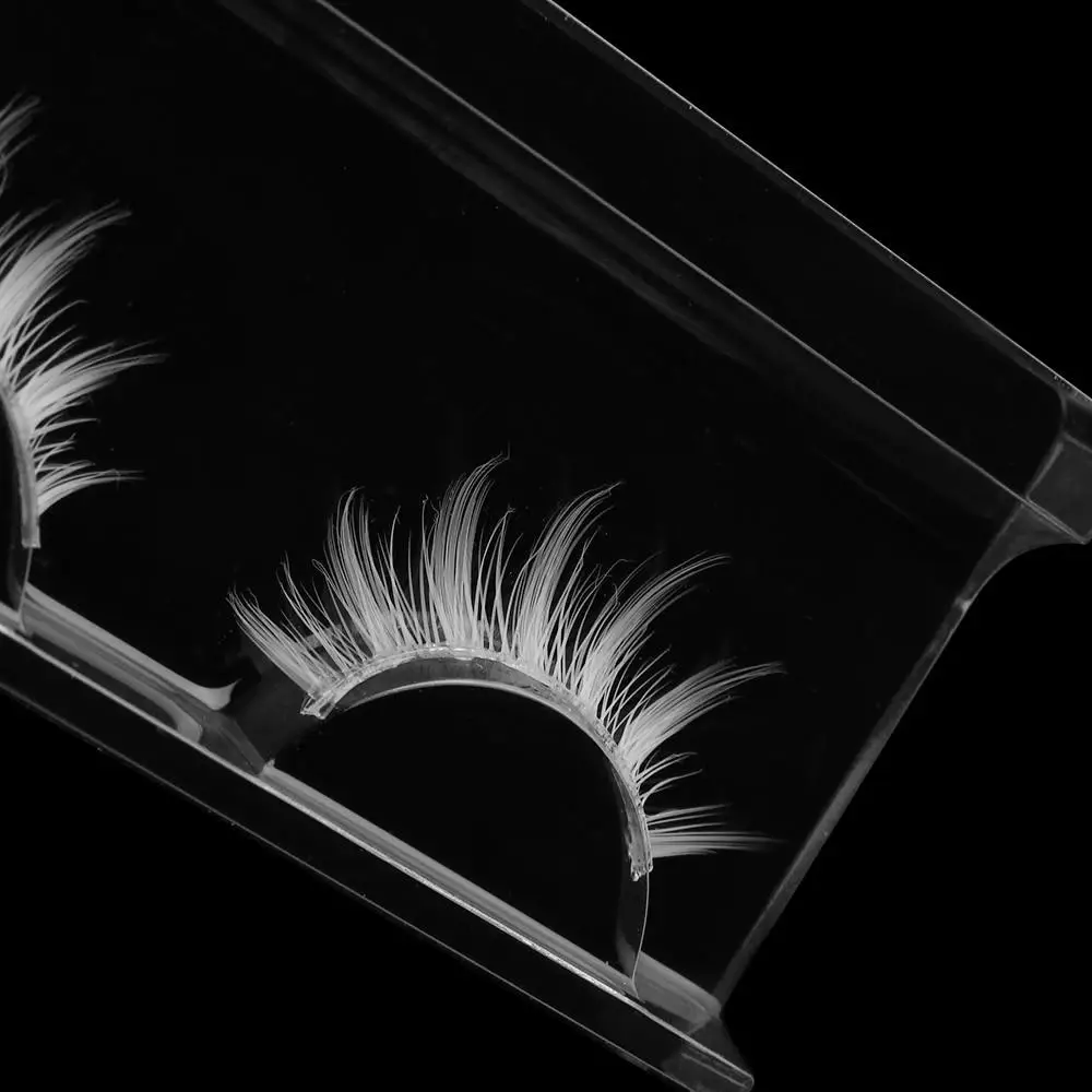 Moda novedosa pestañas blancas Cosplay 2 pares de pestañas postizas largas naturales extensión de tira cruzada herramientas de maquillaje de belleza