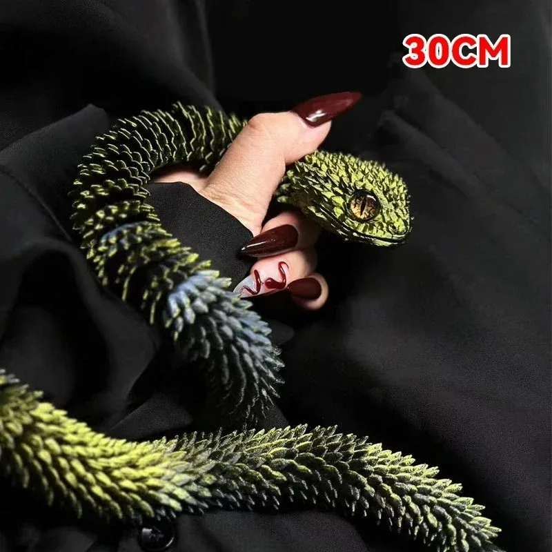 3D Printed Articulated Cobra Flexible Glow in Dark Rainbow Articulating Snake Creative Figurine Home Car Decor Gift Toy