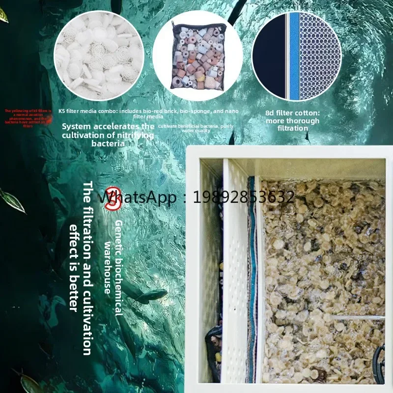 W21- Koi Fish Pond Filtration System Filter Landscape Outdoor Water Purification Rotating Drum Fully Water Integrated Machine