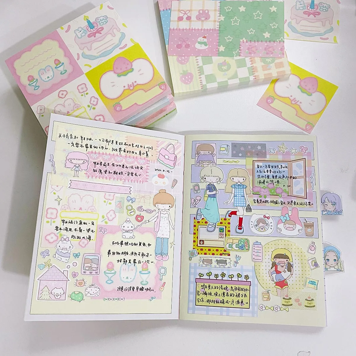 50 sheets Kawaii Patchwork Memo Pad Scrapbook Paper Material Diy Arts Crafts To Do List Accessory Offices Notes for Notes