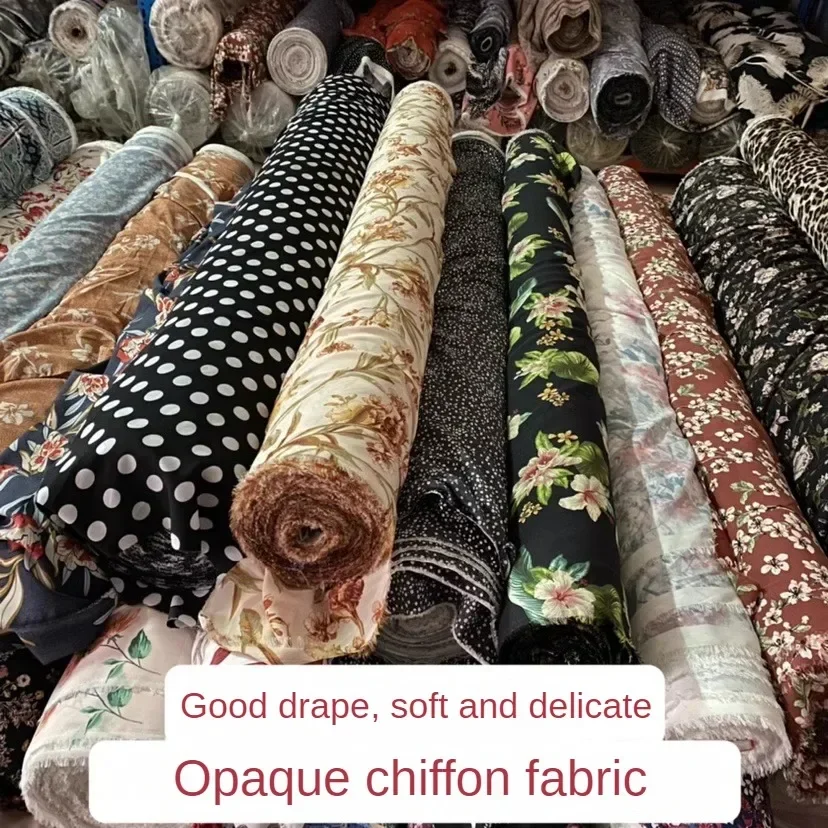 High-grade Opaque Printed Chiffon Fabric By Meter for Hanfu Clothing Sewing Thin Smooth Floral Pattern Skirts Textile Breathable