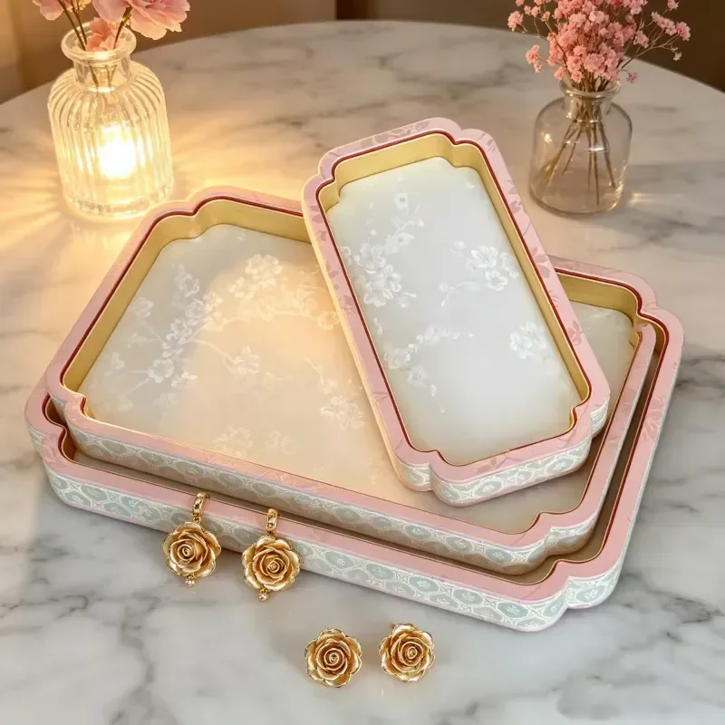 Vintage Embroidery Jewelry Display Stand for Necklace Bracelet Ring Earring Organizer Tray Holder