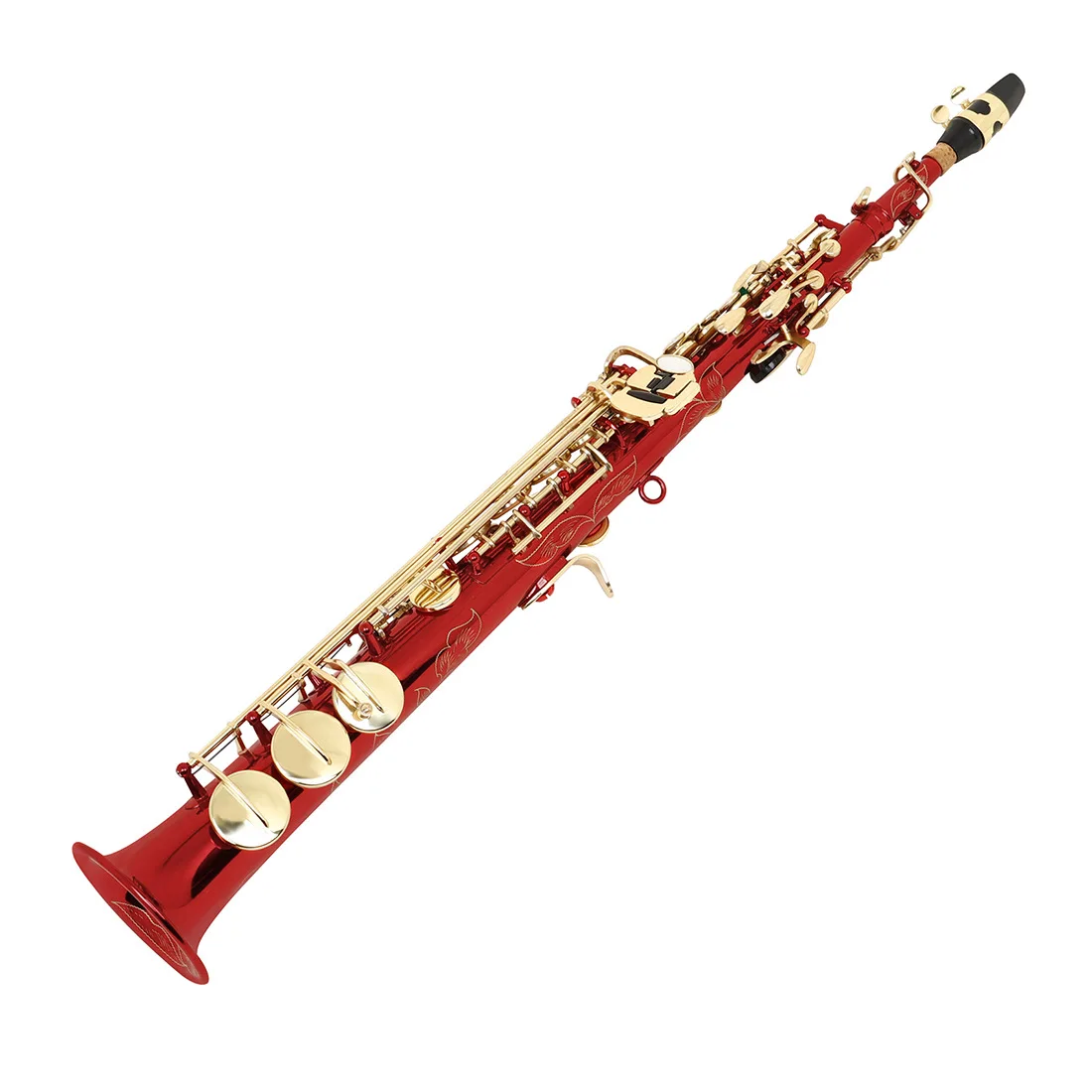Red Alto Saxophone Bb Key, Student Beginner Band Instrument, Straight Tube Sax, High Pitch Musical Wind Instrument