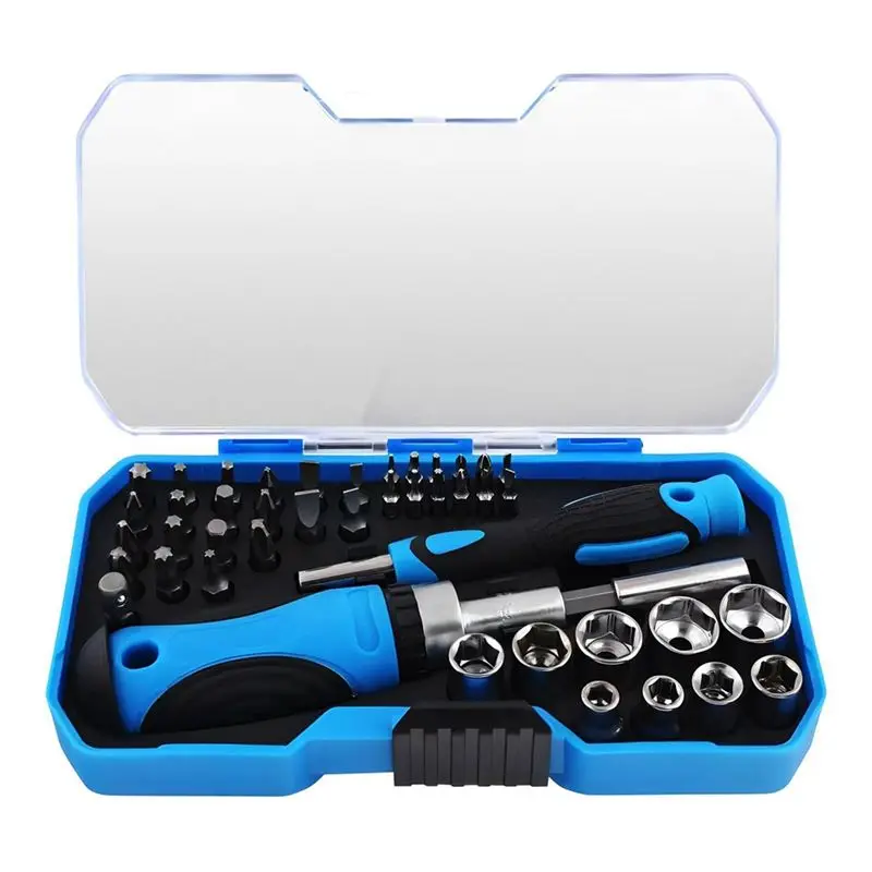AEE4-44-Piece مفك براغي بسقاطة مجموعة أدوات الصيانة المحمولة مناسبة للعائلات والكراجات والدراجات.