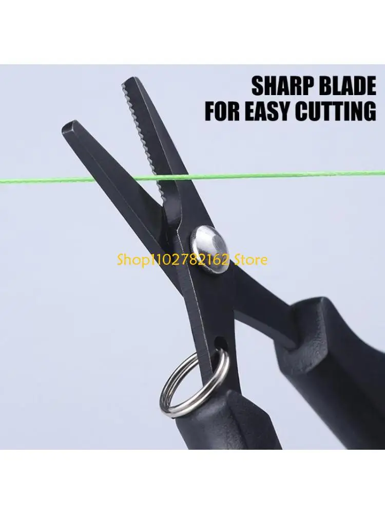547B Fishing Serrated Shears with Retractor Split Rings Opener Fishing Line Cutter