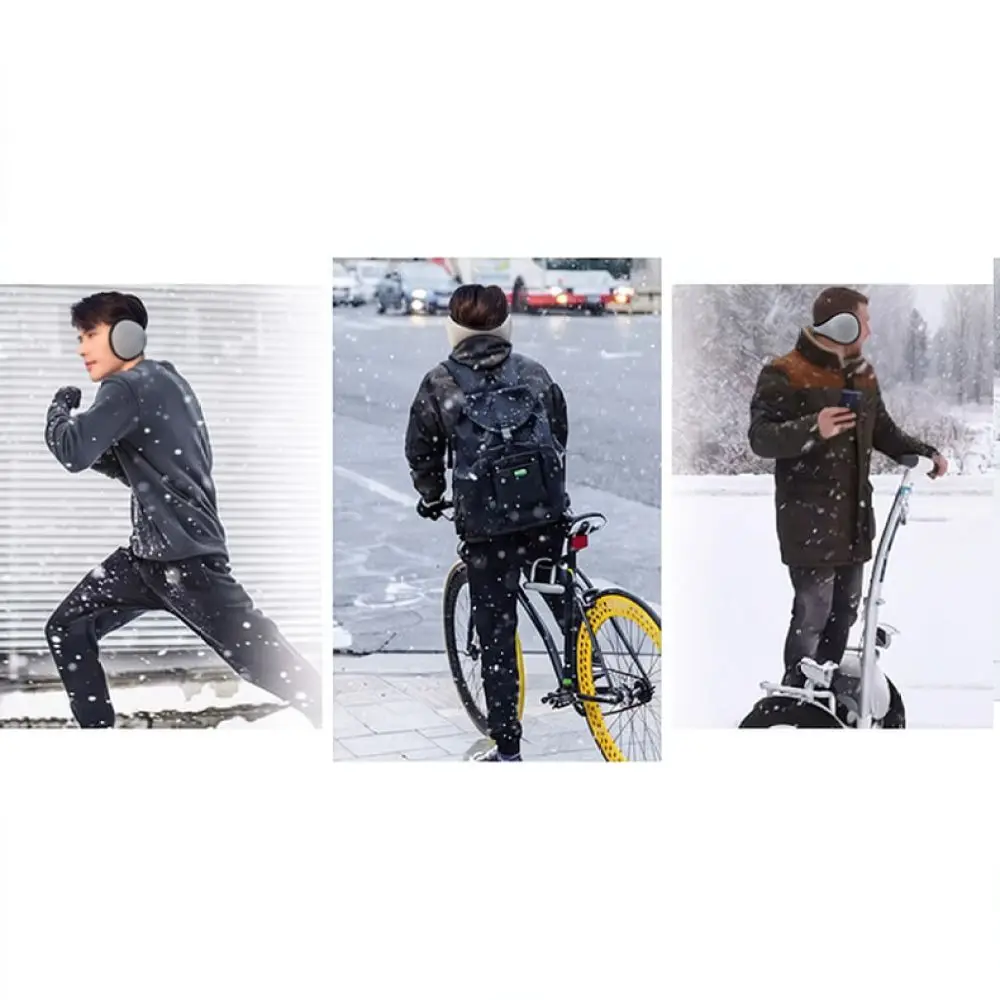 Adjustable Winter Ear Muffs Men Thickened Plush Ear Warmers Back Wearing Cold Proof Protectors For Outdoor Commuting