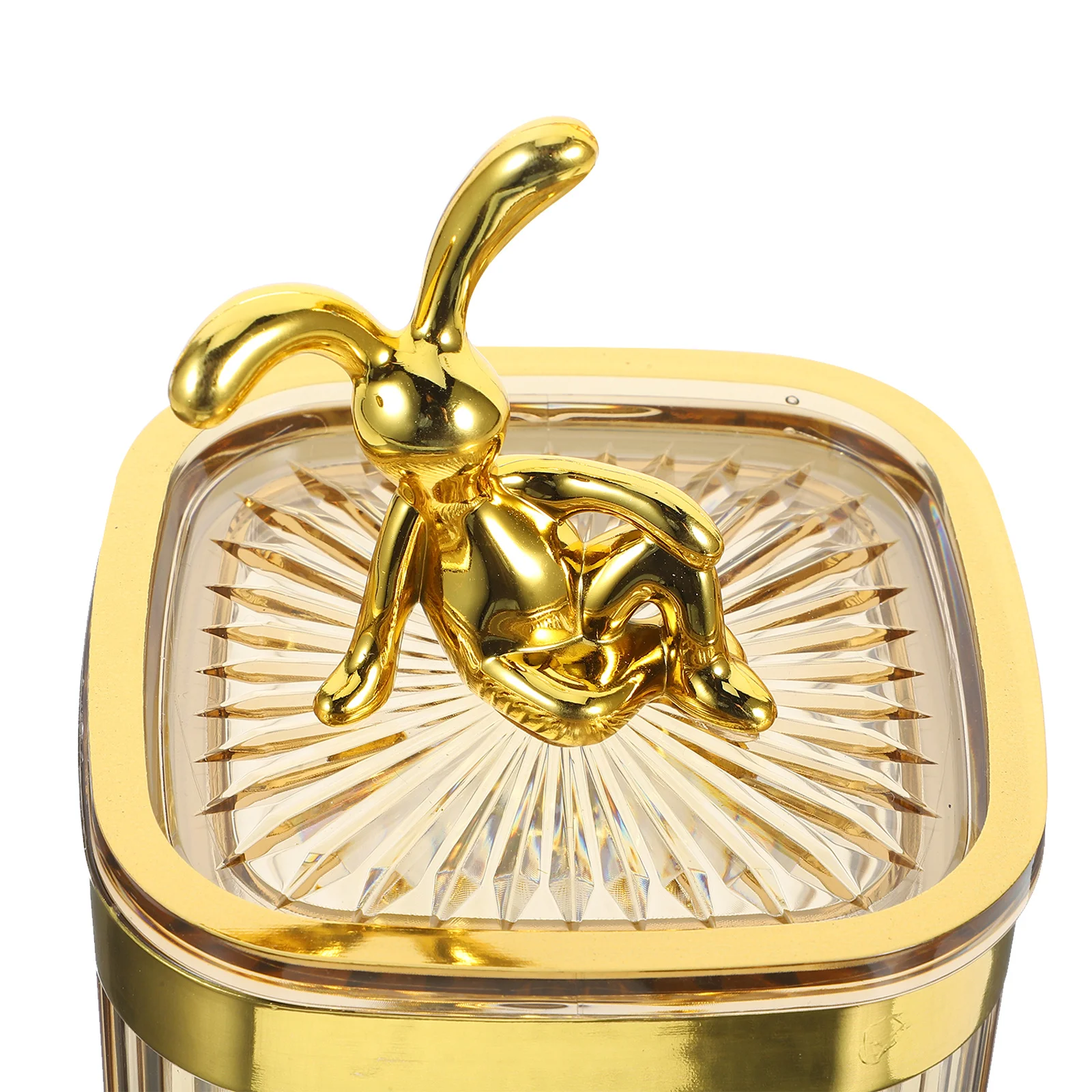 

Makeup Cotton Organizer with Transparent Lid Cute Bunny Design Storage Jar for Cotton Pads Swabs Balls Vanity Tabletop Desktop