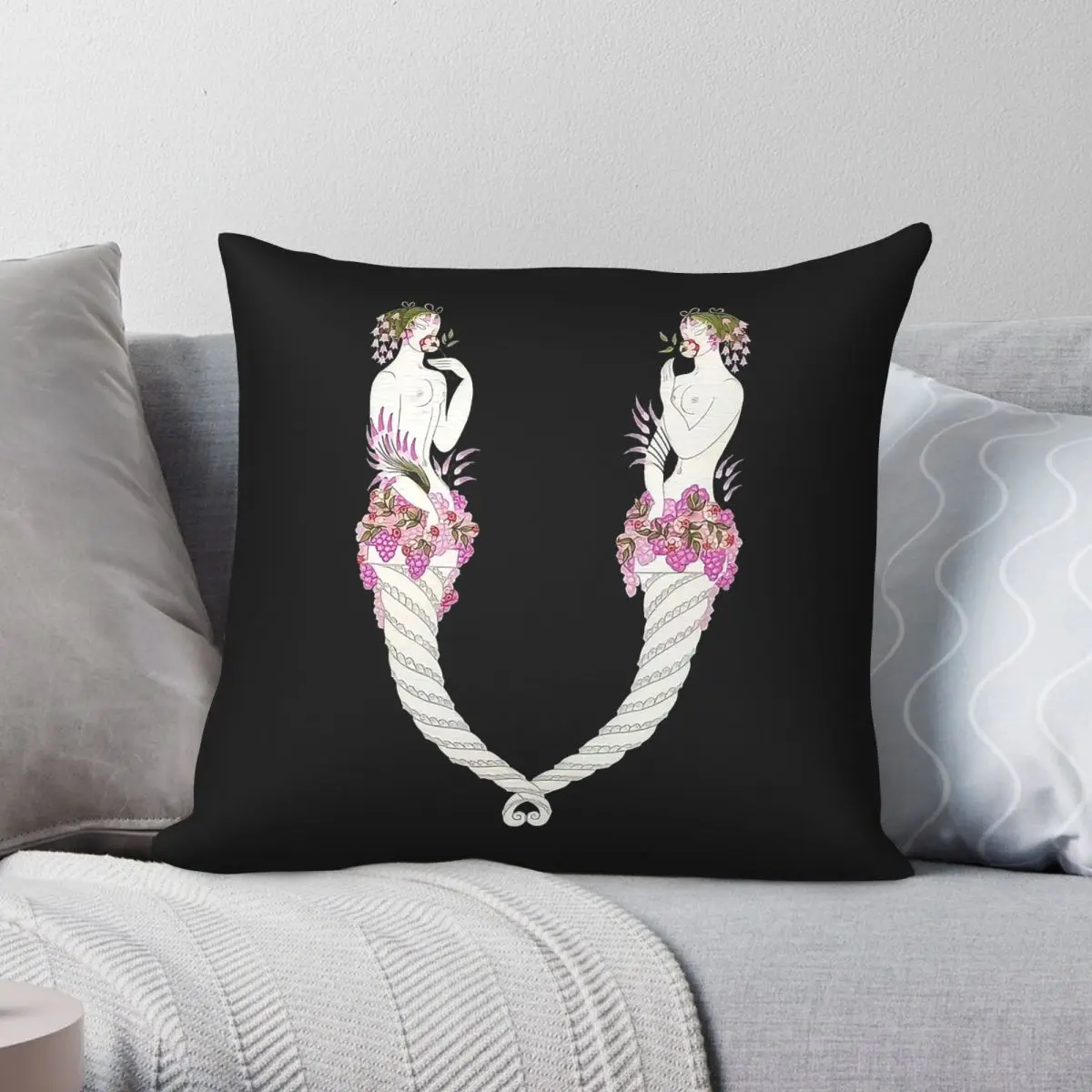 Ertﾩ Letter V From Alphabet Suite Pillowcase Polyester Linen Velvet Printed Zip Decorative Pillow Case Sofa Cushion Case