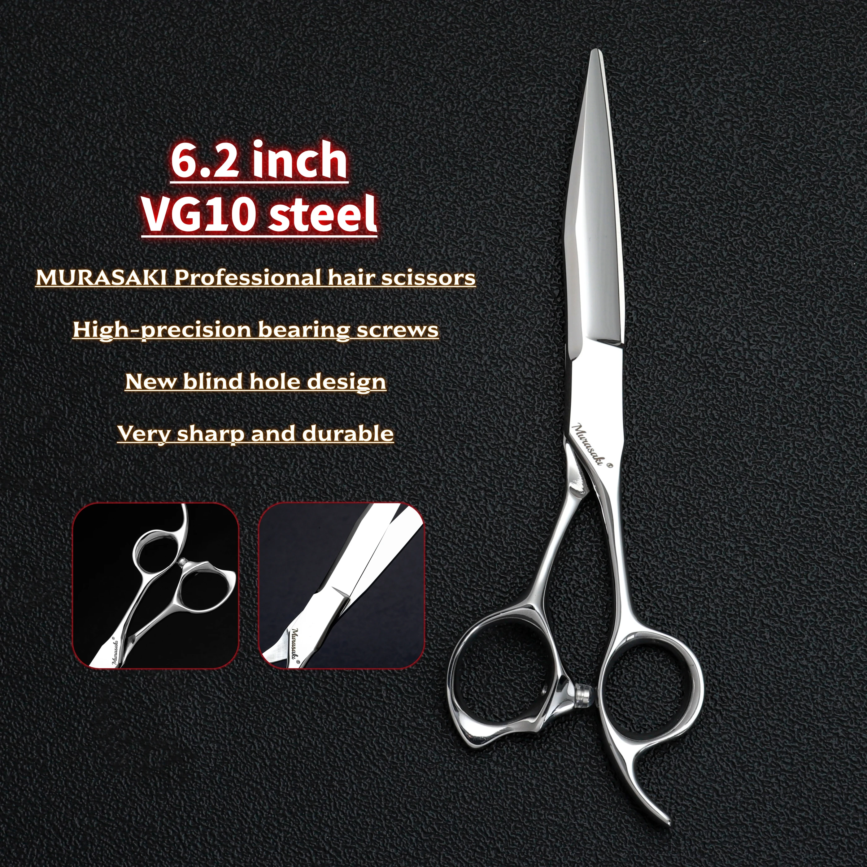 MURASAKI Professionelle Friseurschere, 6,0 bis 6,8 Zoll VG10 Stahl Haarschneideschere, Hochwertige Friseursalon-Accessoires – Detail 9
