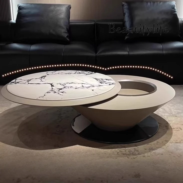 

P Creative coffee table Italian minimalist living room household suspension stainless steel designer round coffee table