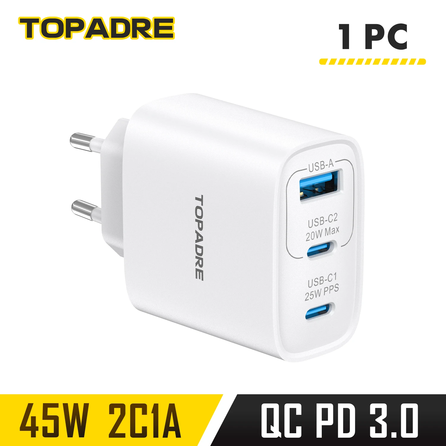 45W GaN-Ladegerät für Smartphones PD Super-Schnellladung 2.0 PPS Typ-C Display-Ladegerät für iPhone 17 16 Xiaomi Samsung