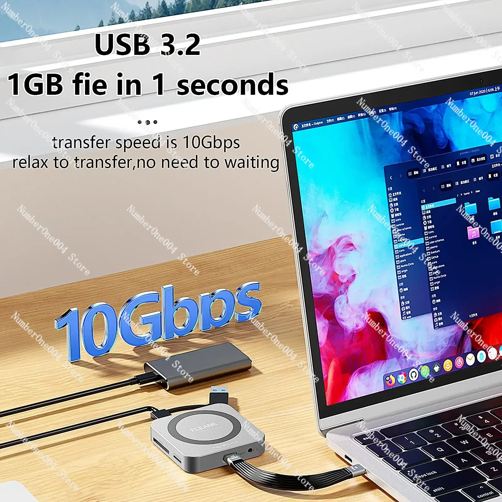 Magnetic USB-C Hub with M.2 NVMe 2230 SSD Enclosure, 4K@60Hz HDMI SD/TF 3.0 Card 100W PD forIPhone 15 16 MacBook Pro Air Laptop