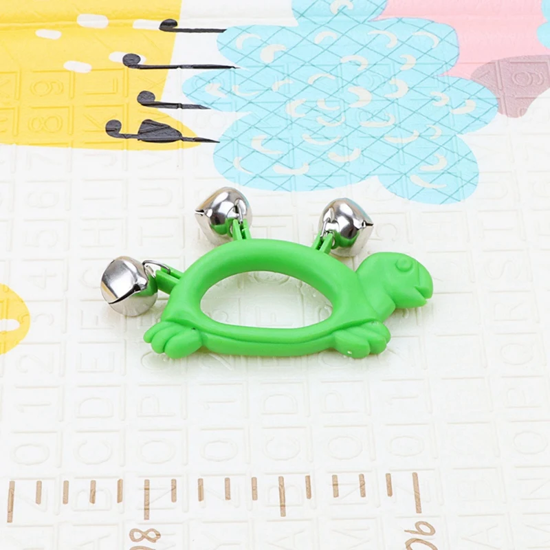 Turtle Shape Hand Bells With 6 Jingle Metal Bells For Kid Toy Musical Instrument