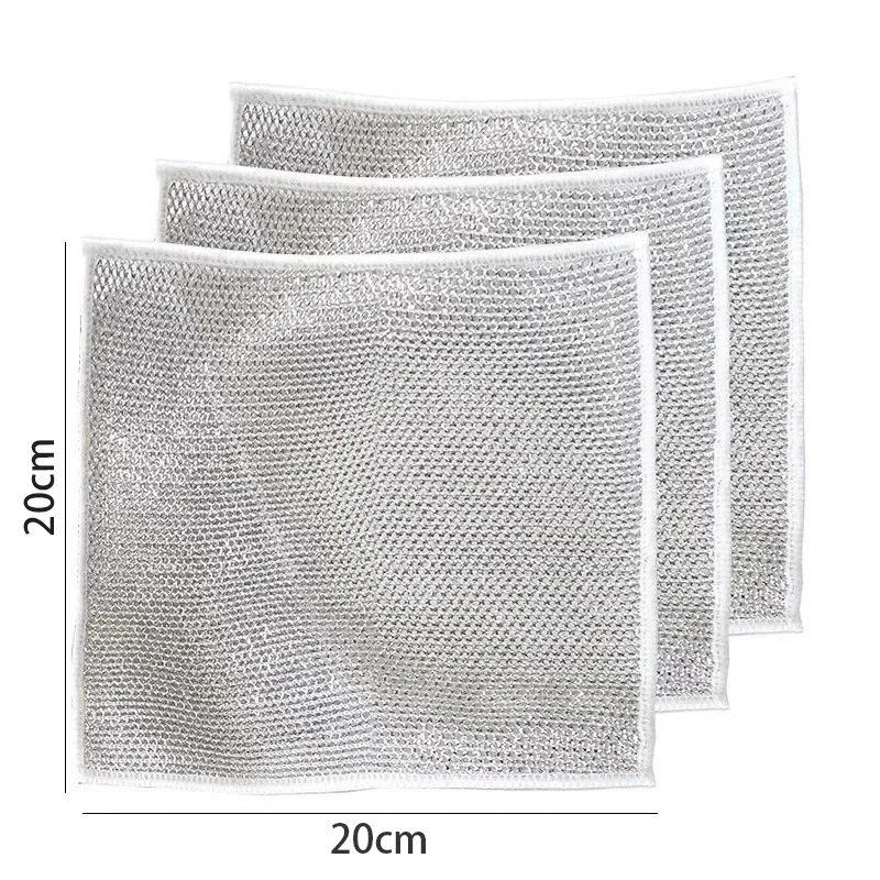 Wire Dishcloth Multi-purpose Wire Dishcloth Kitchen Cooktop Dishwashing Cloths Wet & Dry Dishcloth Daily Cleaning Cloths