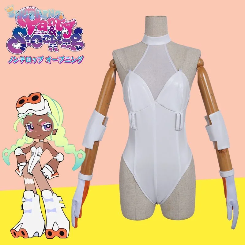 

Короткий рок-костюм для косплея, аниме, трусики и чулки с подвязками, кожаный комбинезон, перчатки, очки, реквизит, новая форма на Хэллоуин