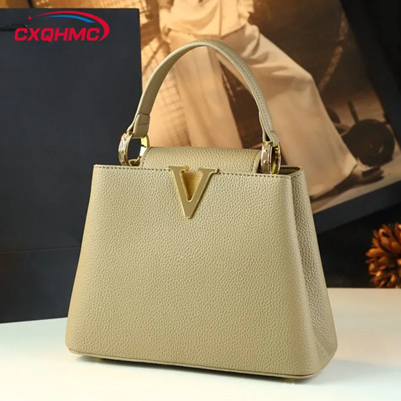 Popular High-grade Leather Women Handbags Small Portable Bucket Bag 2025 New Niche Design Commuter Crossbody Mother Bags