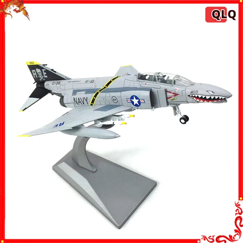 Die Cast Alloy Aircraft Model 1:100 F-4 American Aircraft Carrier Warship Pirate Flag Fighter Model Indoor Collection Gift