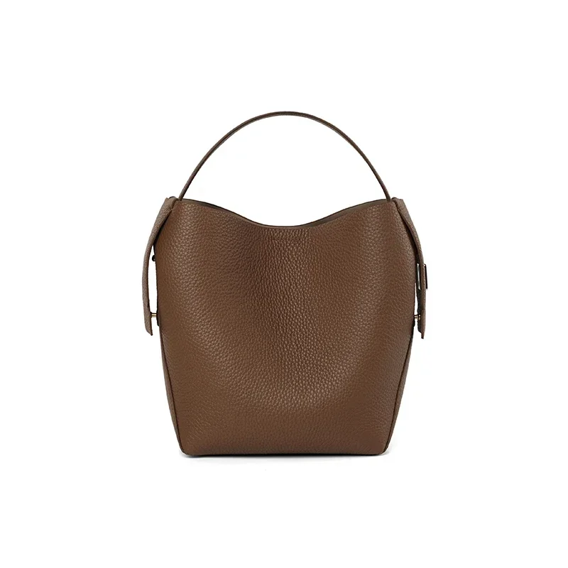 Loerss Schoudertas Echt Lederen Luxe Crossbody Tas Grote Capaciteit Koeienhuid Draagbare Emmer Tas Dames Handtas