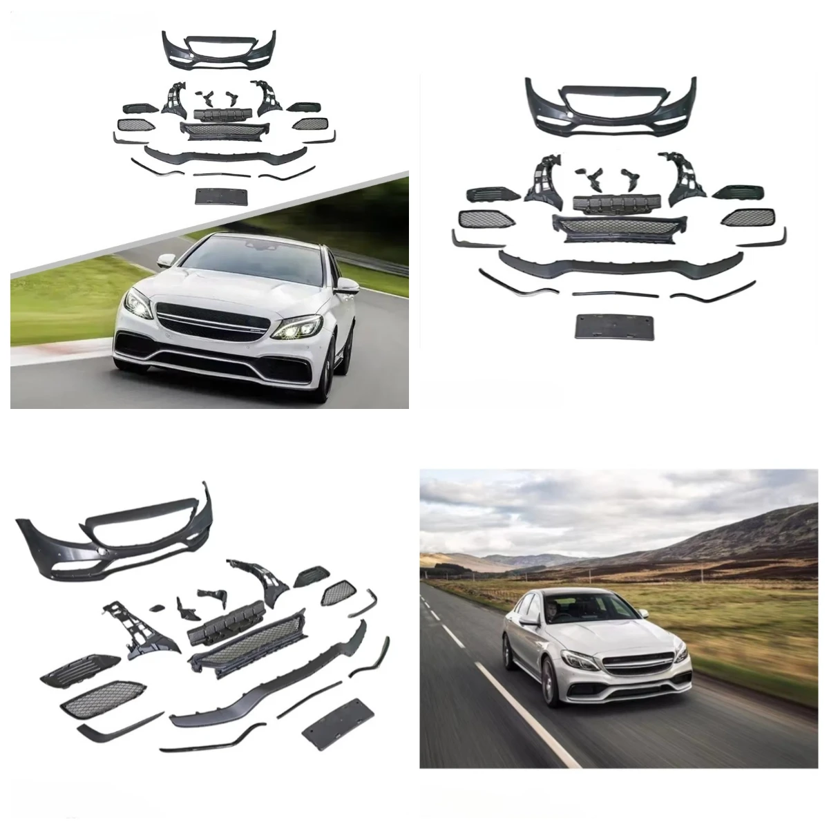 

Stlf 2015 C63 Style Car Front Lip Grille Front Bumper Body Kit For W205 C205 2015-2021
