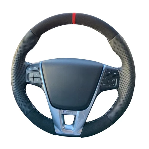 Imagen 2 del producto DIY protector para volante de coche envoltura antideslizante gamuza cuero genuino volante trenzado para VOLVO XC60 S60 V40 V60 S40 2011-2017