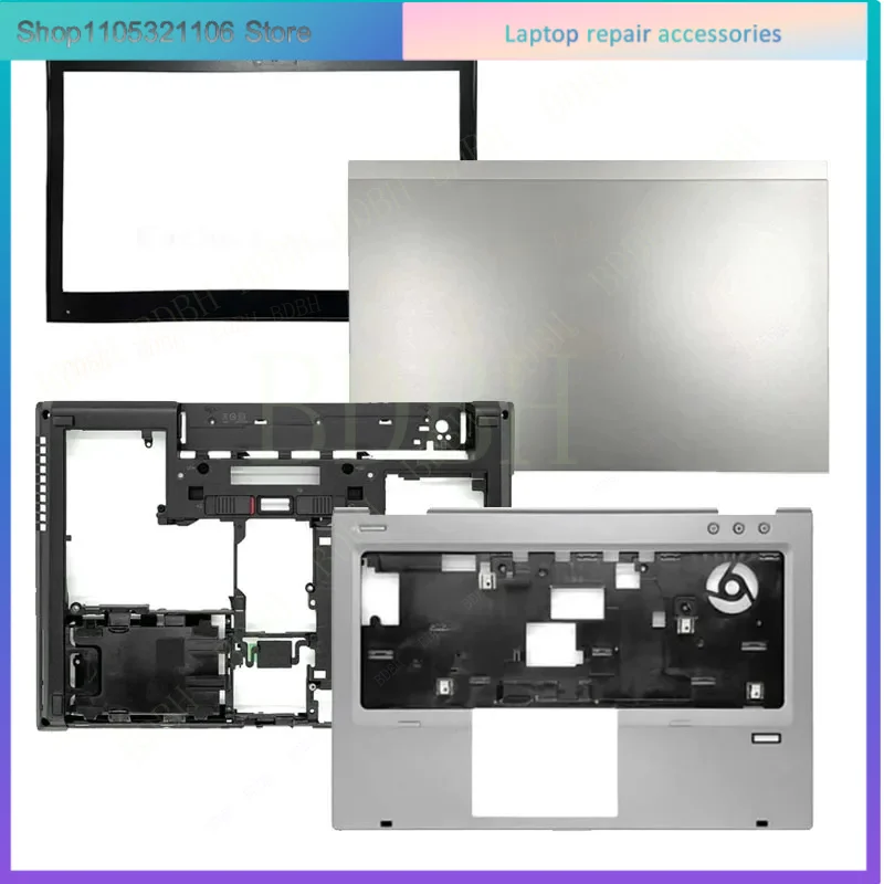 Nova Tampa Traseira LCD, Moldura Frontal, Painel Inferior e Painel Superior com Leitor de Impressão Digital para EliteBook 8460P 8470P