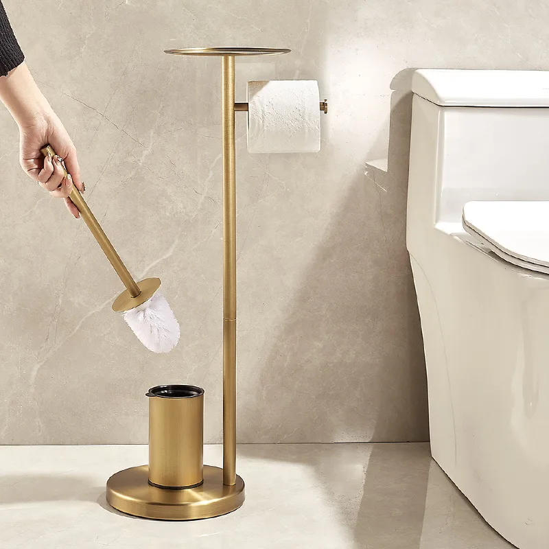 stainless steel new bathroom floor-mounted roll paper holder toilet brush high-end star hotel tissue holder toilet paper hol