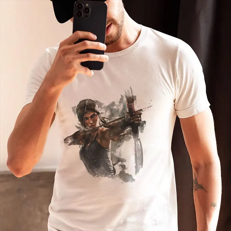 Retro video game Tomb Raider Angel of Darkness Lara Croft gift t-shirt for gamers 0715 Short Sleeve Graphic Clothes US Size Tee