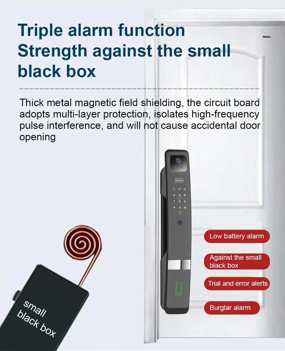 Tuya Wifi بصمة الإصبع ثلاثية الأبعاد التعرف على الوجه قفل الباب الذكي جرس باب يتضمن شاشة عرض فيديو قفل الباب مع وظيفة التقاط الكاميرا